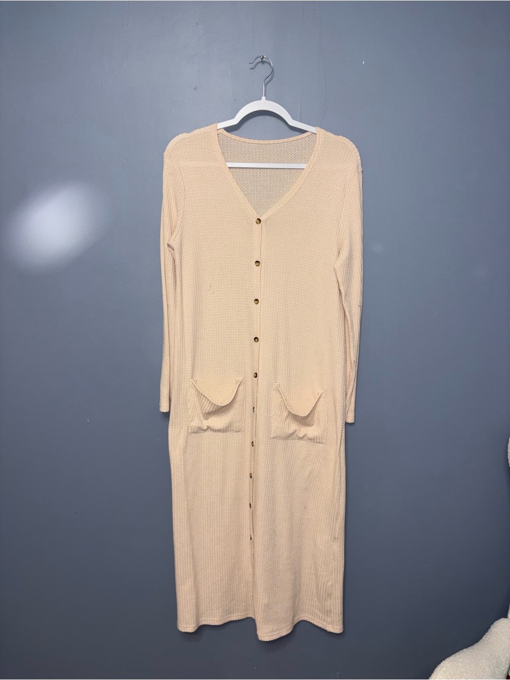Cream Knit Button Down Dress | Size Medium